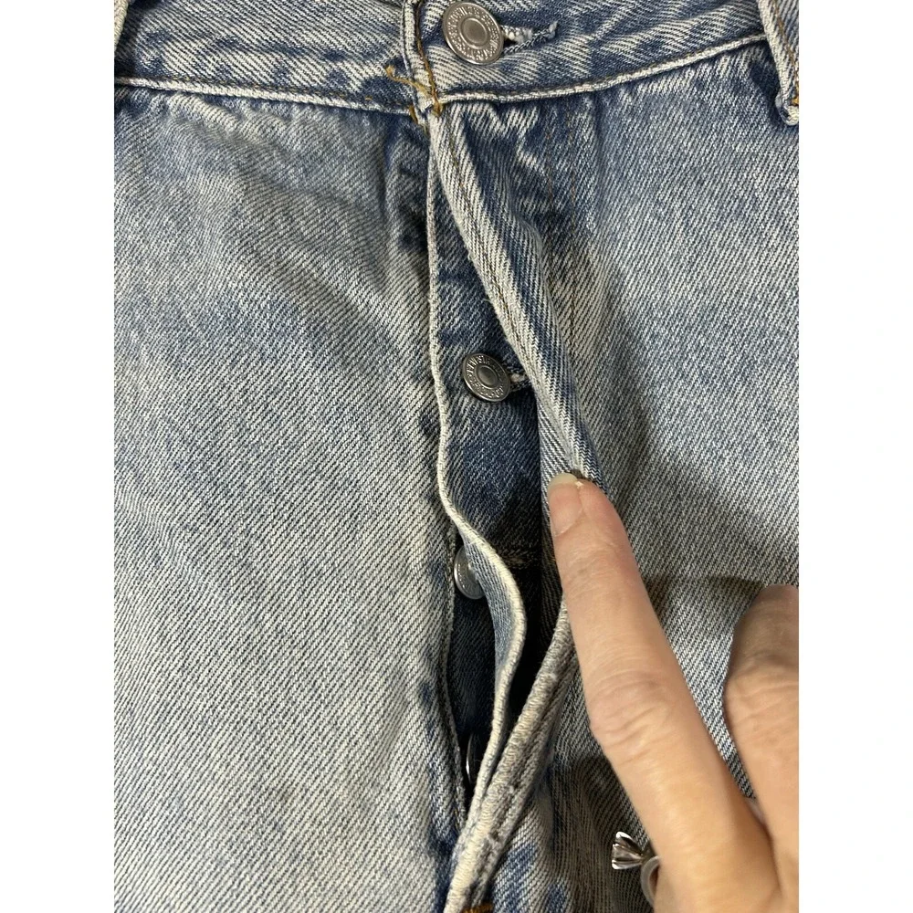 Levis 501 Denim Jeans 90's Mens 36x34 (Fits 34x33) Grunge Stained Thrashed USA